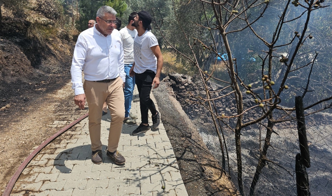 Başkan Güler yangın bölgesine gitti Köşk Belediye Başkanı Nuri Güler, bugün ögle saatlerinde Cumayanı Mahallesinde