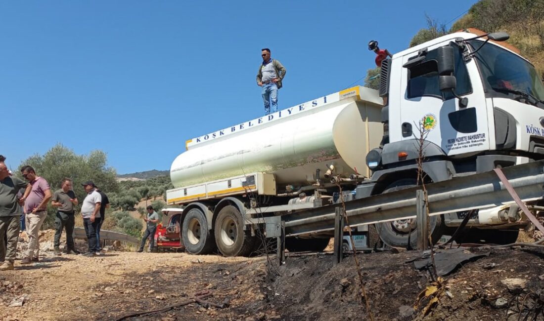 Köşk’te korkutan zeytinlik yangını Yangın saat 11:00 sıralarıneq Köşk’e bağlı Menteşeler mahallesinde meydana geldi.
