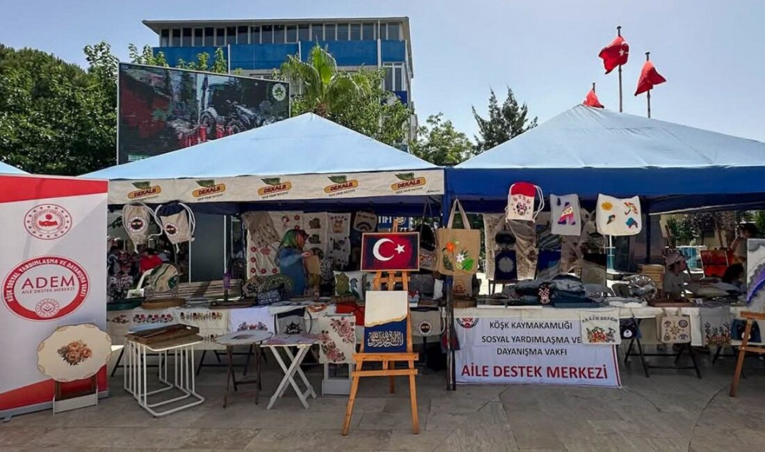 Köşk Aile Destek Merkezi (ADEM) kursiyerlerinin hazırladığı el emeği ürünler,