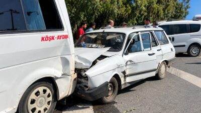 Köşk’te otomobil ile yolcu minibüsü çarpıştı Köşk’te yolcu minibüsü ile bir otomobilin karıştığı trafik kazasında araçlarda